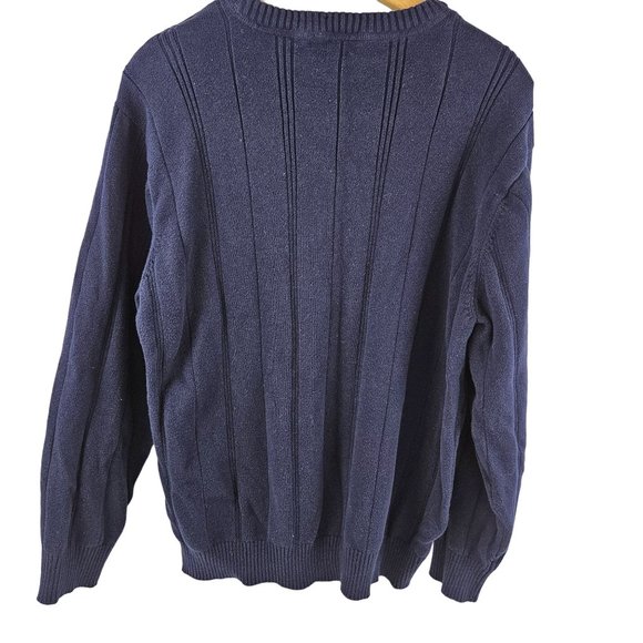 John Ashford Sweater Womens Size L Navy Cable Knit Cotton Round Neck Pull Over - Picture 2 of 7